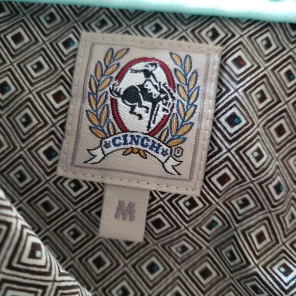 Cinch Men's Sz M Classic Fit Walter LS Dress Shirt‎ Gray Geometric 100% Cotton - Picture 10 of 15